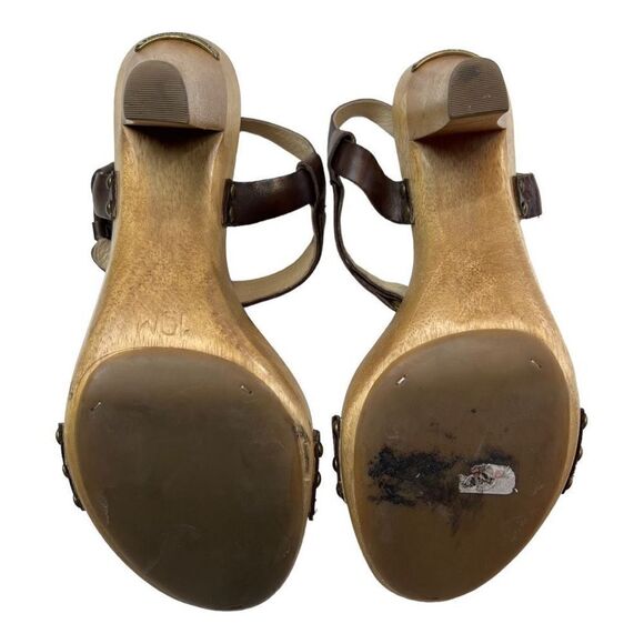 Michael Kors Women's Slingback Wooden Platform Heels Dark Brown Size 10M - Picture 8 of 9